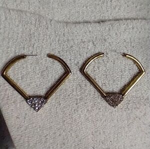 Goldtone crystal large heavy earrings no backs